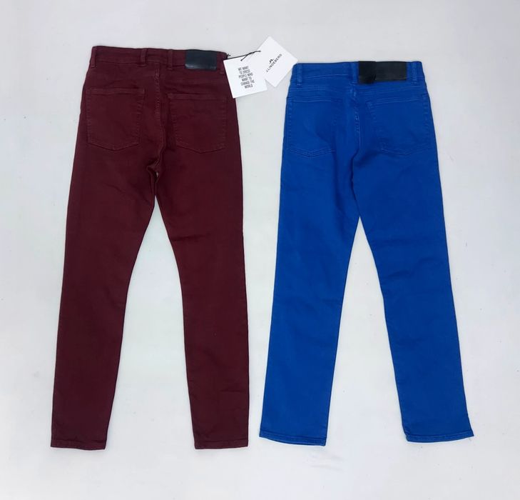 Pantaloni J Lindeberg model Study & Uma, jeans Regular Fit în culori albastru și burgundy, măsura 27 × 32 sau XS/S