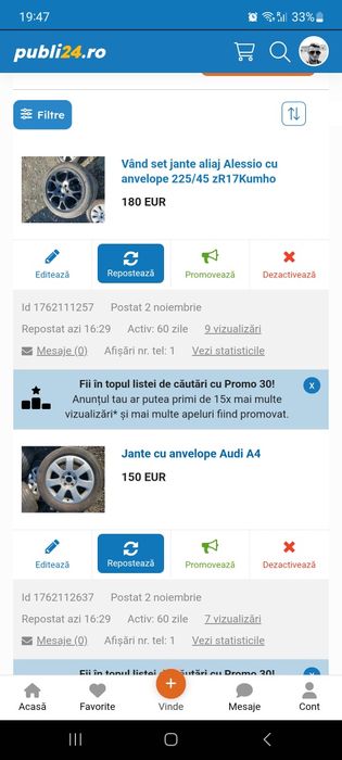 Vând diferite jante auto