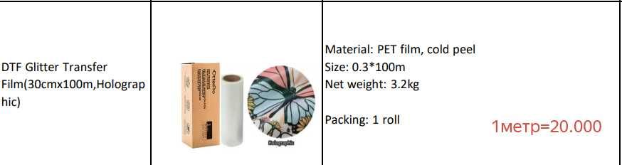 расходные материалы DTF печать