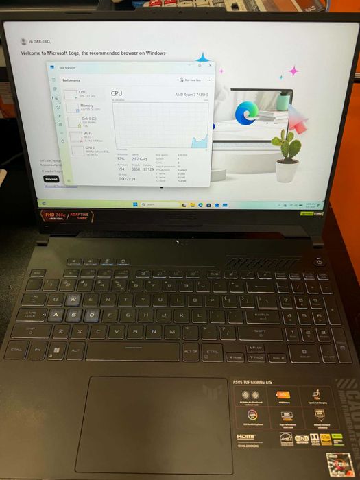 Hope Amanet P5-Laptop Gaming Asus Tuf A15 ,15.6"/144Hz, Ryzen 7 7435HS/ 16 RAM / RTX 4050 6 GB