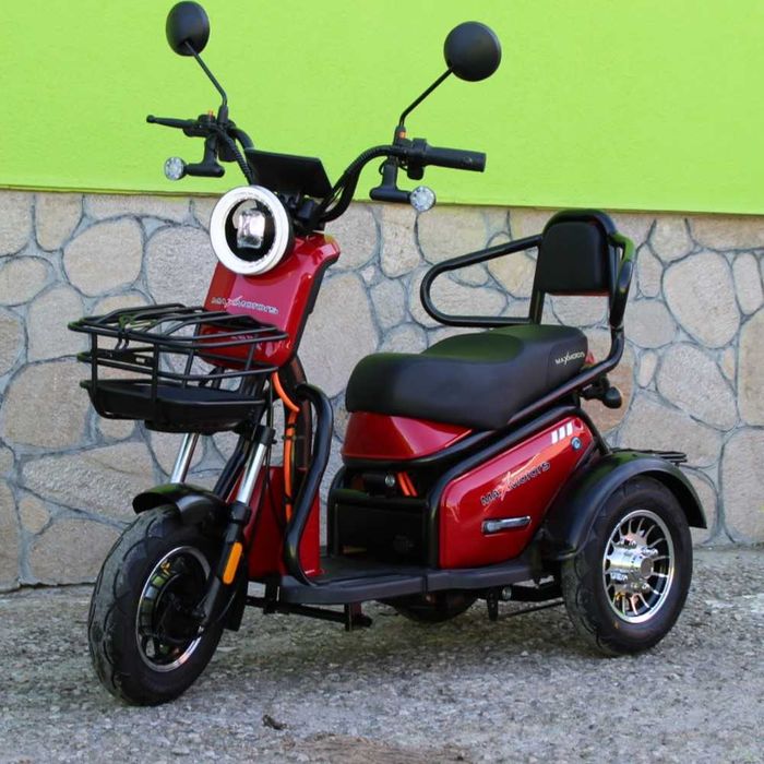 Двуместна електрическа триколка Pudding 1800W-48V-20Ah-RED