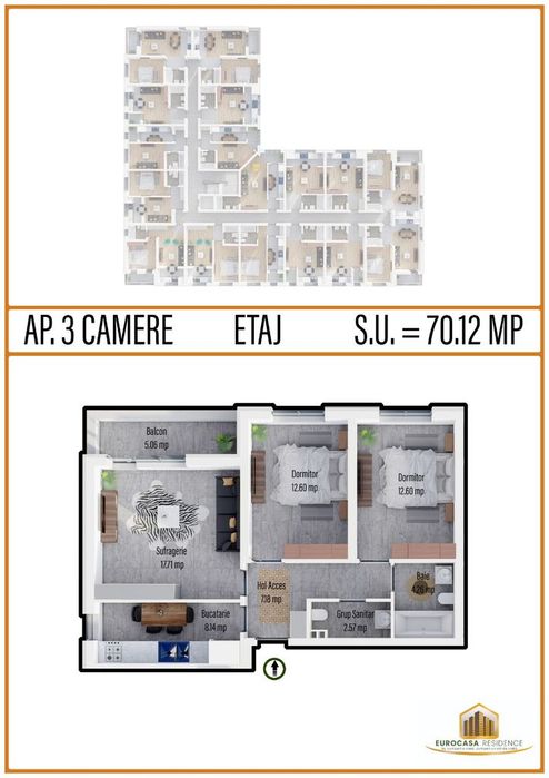 Apartament 3 camere, complex Eurocasa Residence,Militari Residence — fotografia 1