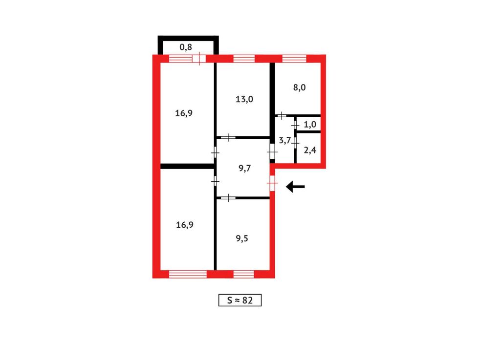Продам 4х ком 5эт, 81кв.м.Проспект