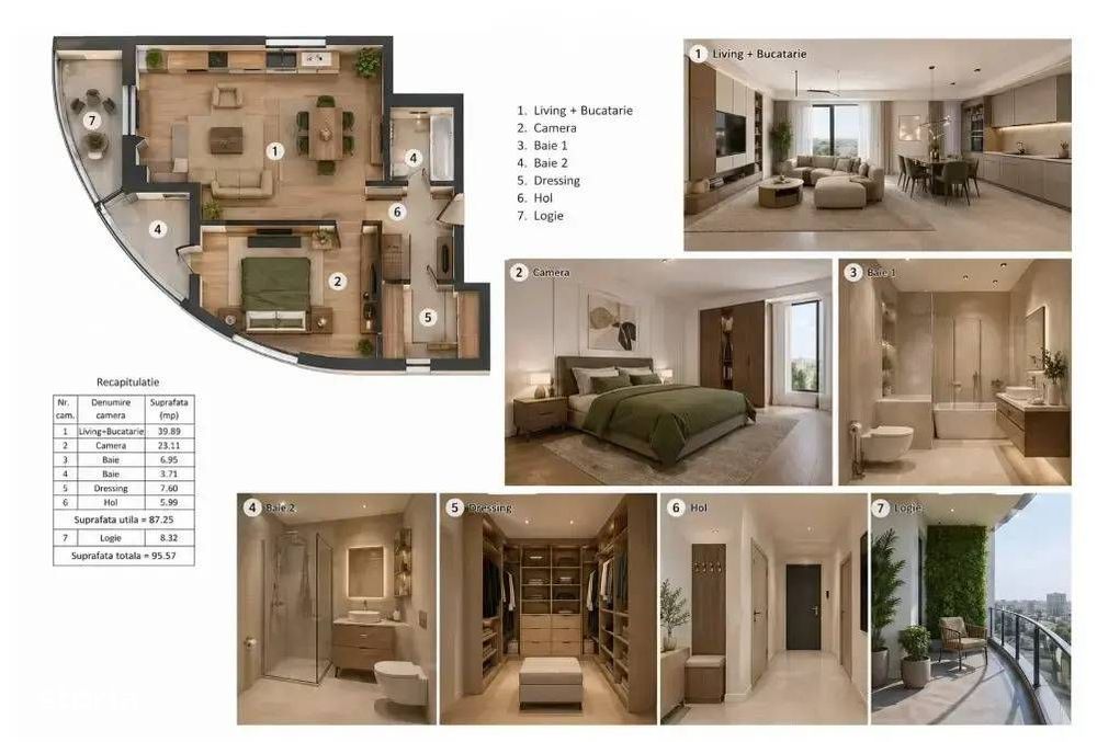 Apartament spectaculos sut 95,57mp, 2 camere cu 2 bai, zona Herăstrău — fotografia 1