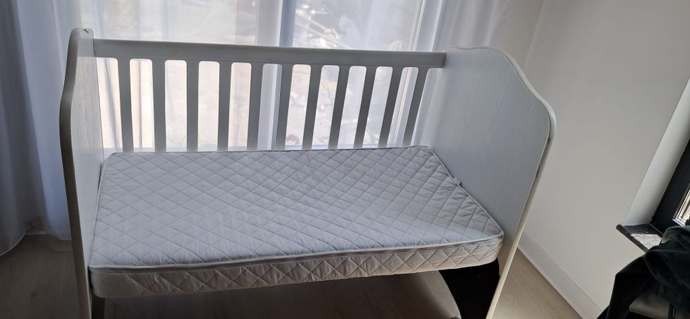 Pat copii/bebeluși cu saltea cocos și lenjerie