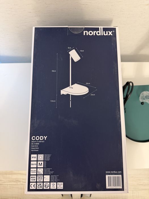 Aplică perete cu raft și USB NOU — Nordlux Cody, verde