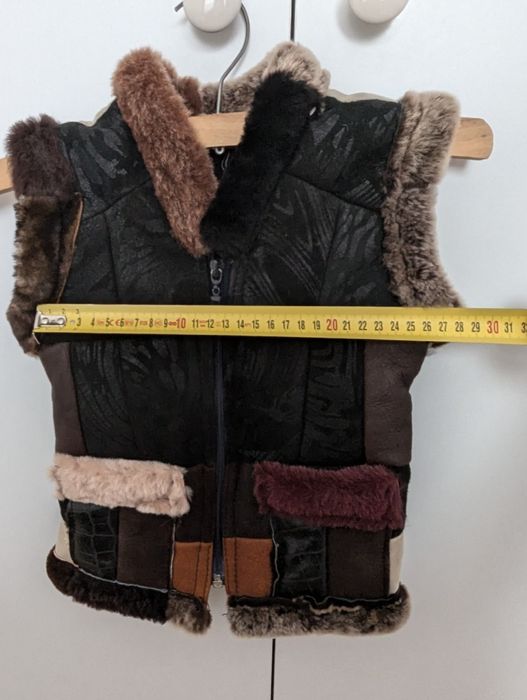 Vesta copii blana,  piele naturala, 1-2 ani, 86-92-98