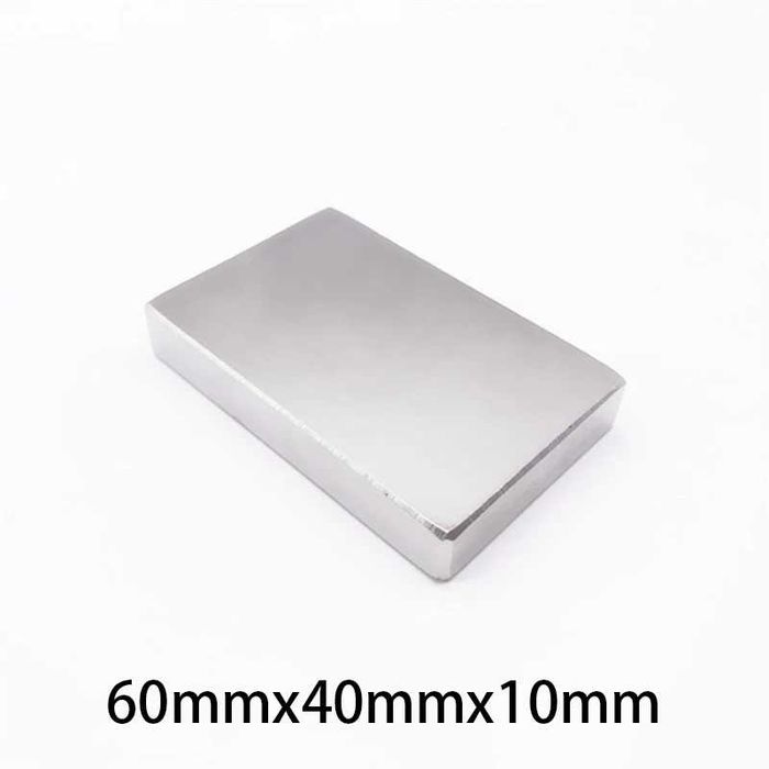 Неодимов магнит 60x40x10mm N52 2600Gs правоъгълен индустриален