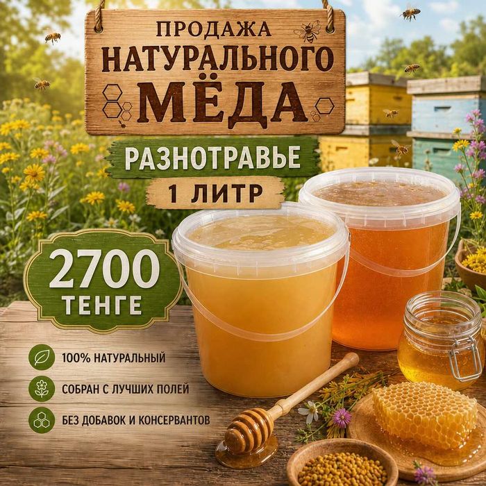 Продажа меда 1 литр 2700 тенге