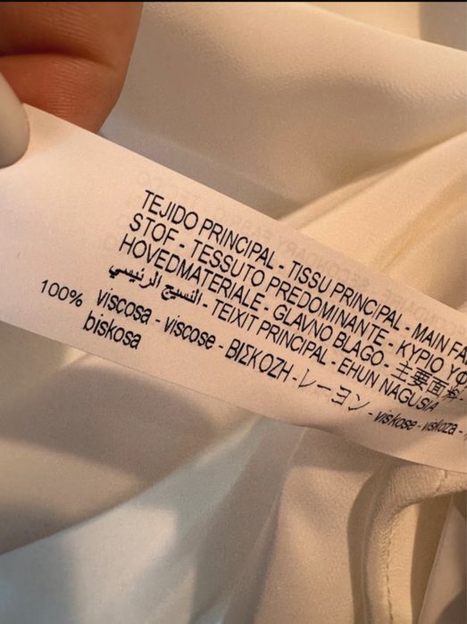 Fustă midi alba cu talie înaltă din rami cu slit Zara Studio Mărimea S