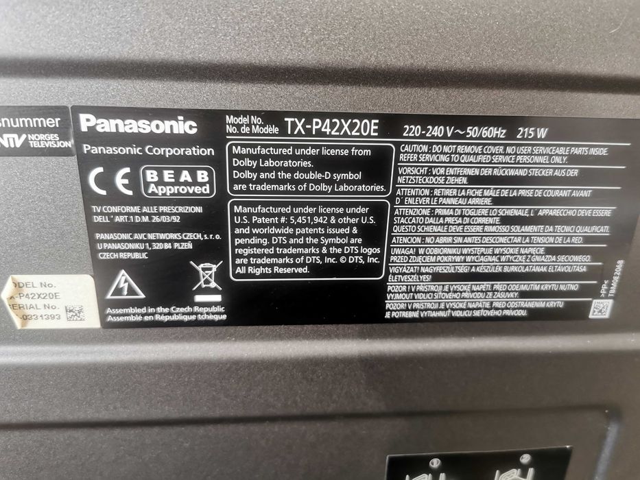 Panasonic TX-P42X20E