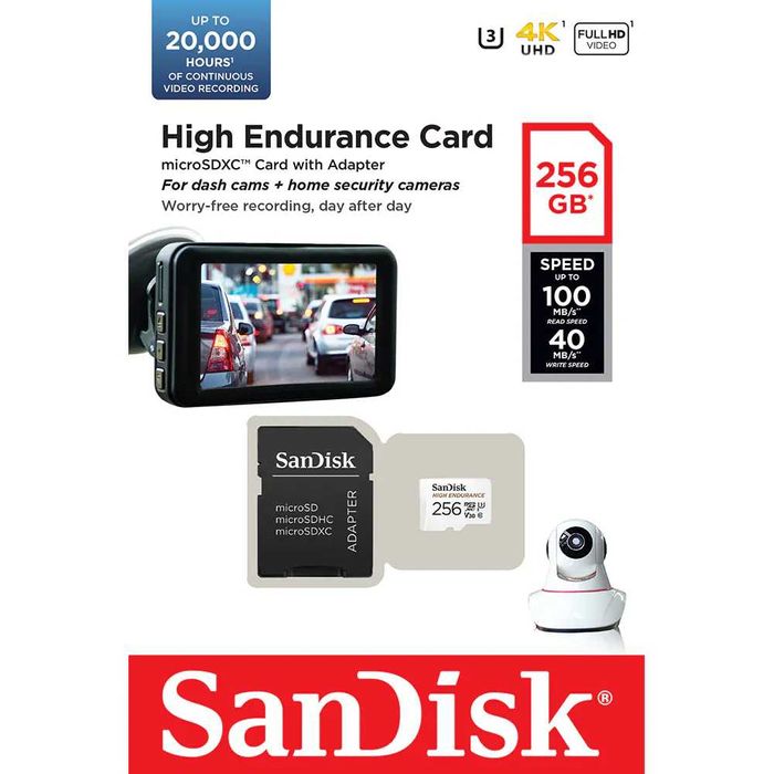 Card de memorie SANDISK High Endurance microSDXC 256GB 100MB/s sigilat