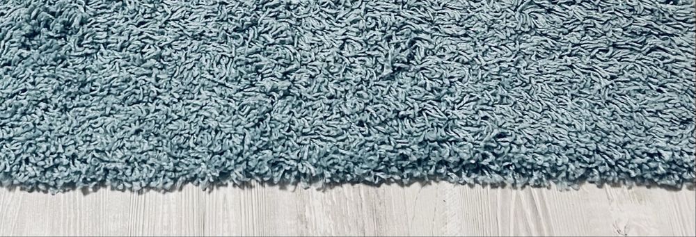 Covor pufos bleu turcoaz albastru 170 cm camera mobila sufragerie