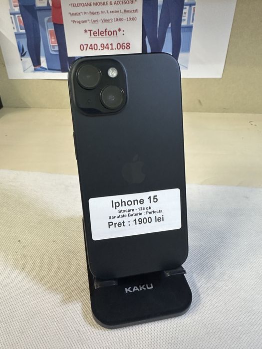 Iphone 15 / 128 gb / folie sticla cadou