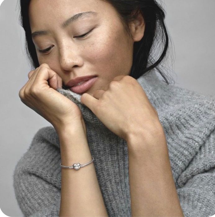 PANDORA сребърна гривна сърце