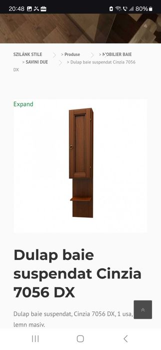 Set baie chiuveta oglindă dulap Savini Due Cinzia lemn masiv