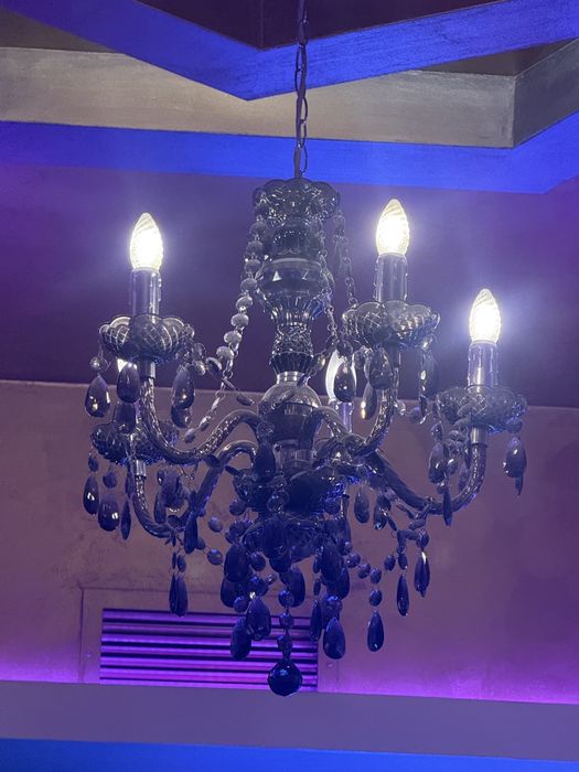 Candelabre elegante din cristal negru – 5 brațe – stare foarte bună