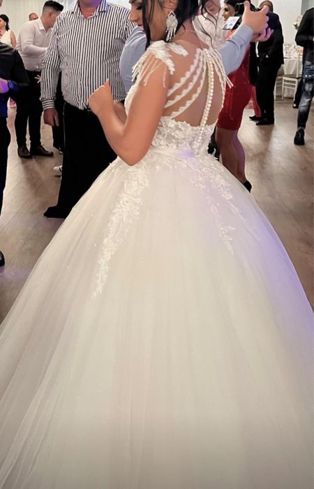 vand rochie mireasa+sandale mireasa marimea 36