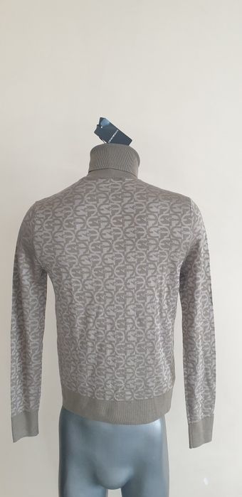 Emporio Armani Wool Knit Monogram/ XS - S НОВО ОРИГИНАЛ Мъж Вълнa Поло