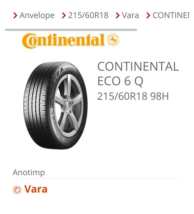 Continental 215/60 R18 98H - 100% noi, DOT 09/2025