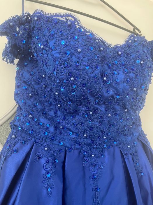 Официална дълга рокля HEBEOS – кралско синя – обличана веднъж