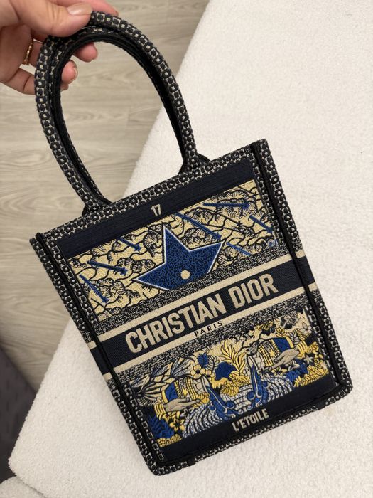 Сумка tote mini dior темно синяя
