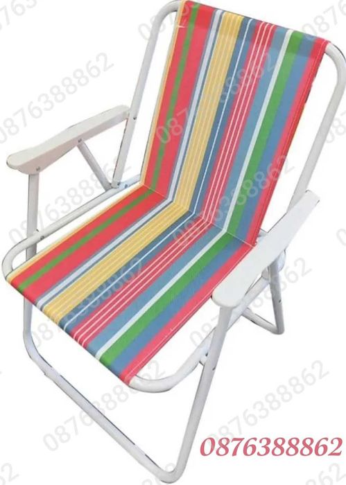 ПРОМО! Сгъваем плажен стол, до 80кг, Стол за градина, къмпинг, пикник