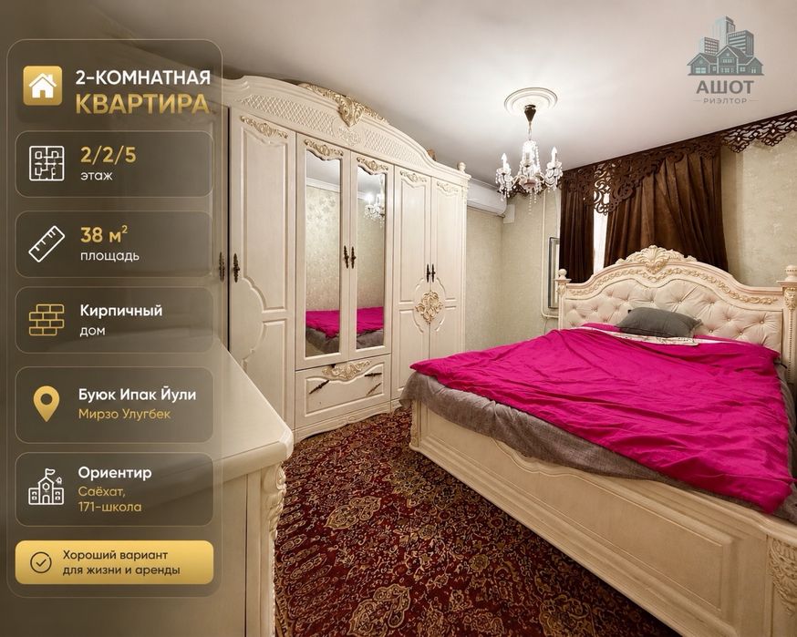 2/2/5 КИРПИЧ Буюк Ипак Йули 38м2 Максим Горький метро бий