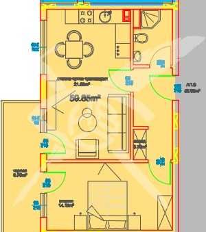 Двустаен апартамент в Меден Рудник 1047 - 30358