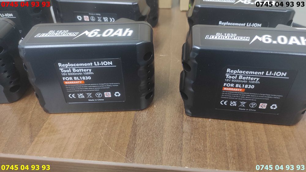 baterie acumulator pentru makita 18v  6A 6000mA cu sina NOI in cutie