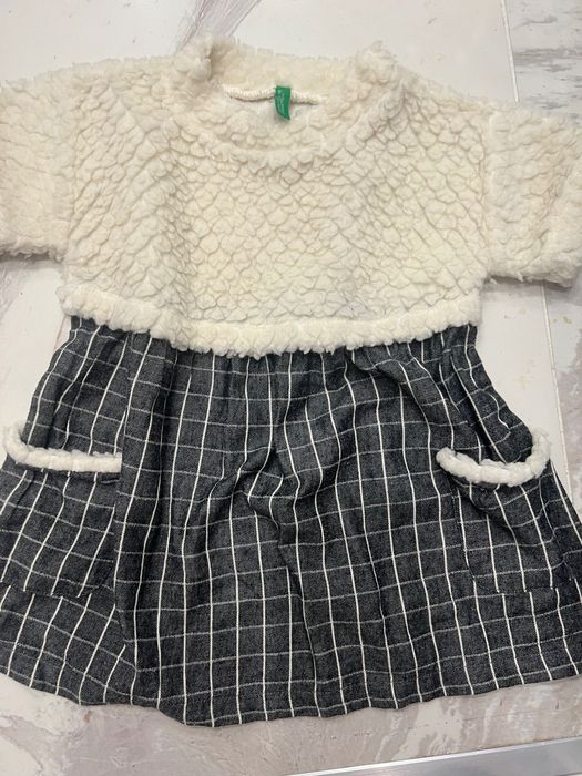 Benetton рокла и пухено елече 92