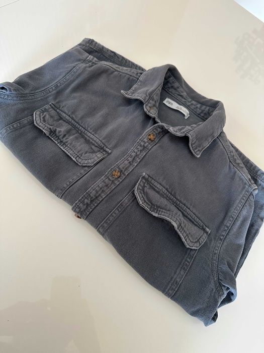 Дънкова връхна риза ZARA / сива / момче / 146 см