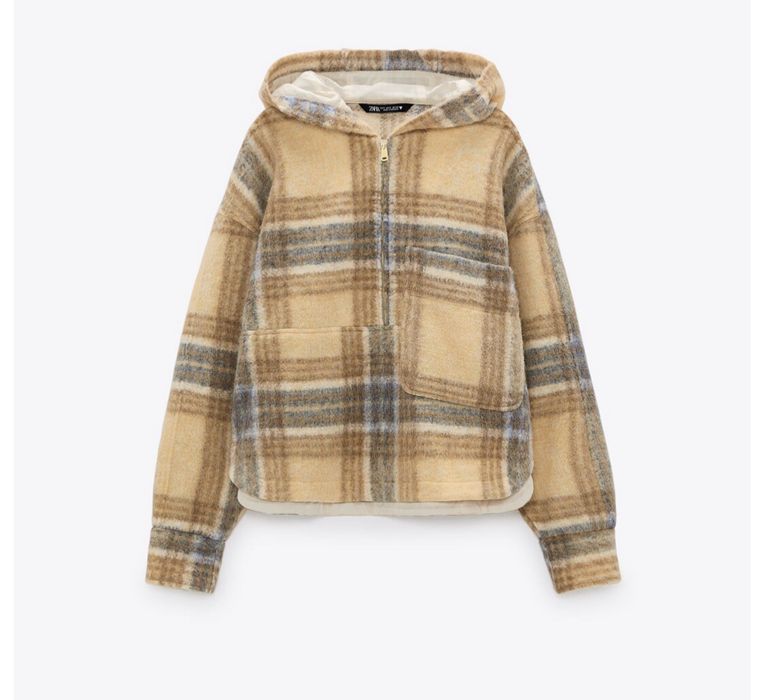 Zara Кариран въленен суичър жълто/синьо/сиво