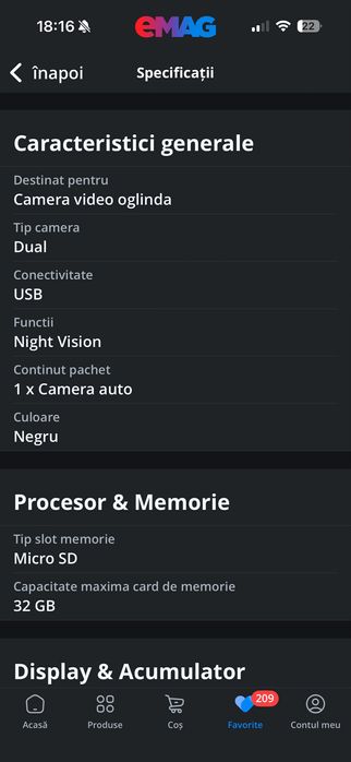 Camera auto full HD tip oglindă