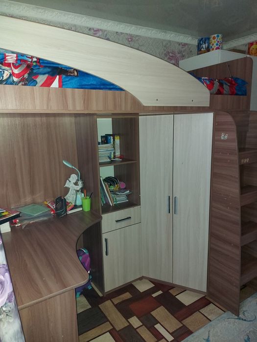 Кровать детская 3в1 двухъярусная