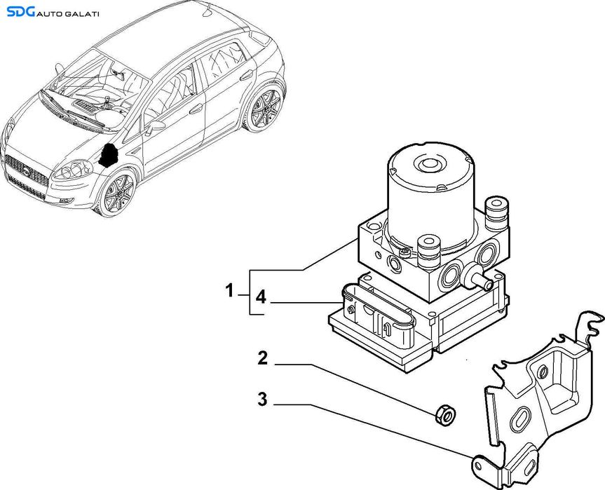 Unitate Modul Pompa ABS Fiat Punto 1999 - 2012 Cod 0265800690 [X4289]