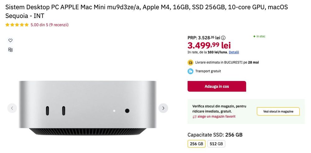 Mac mini M4 | 16GB RAM, 256GB Memory + Periferice Bucuresti