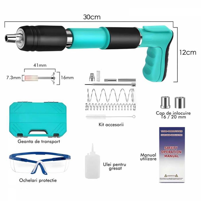 Kit pistol manual pentru fixare nituri cuie Accesorii +  30 Cuie CADOU