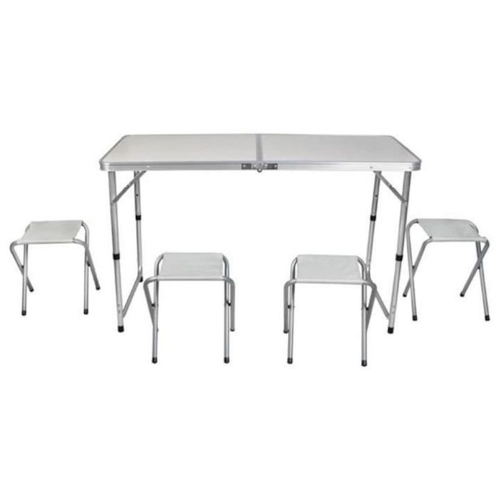 Комплект сгъваема алуминиева маса с 4 стола