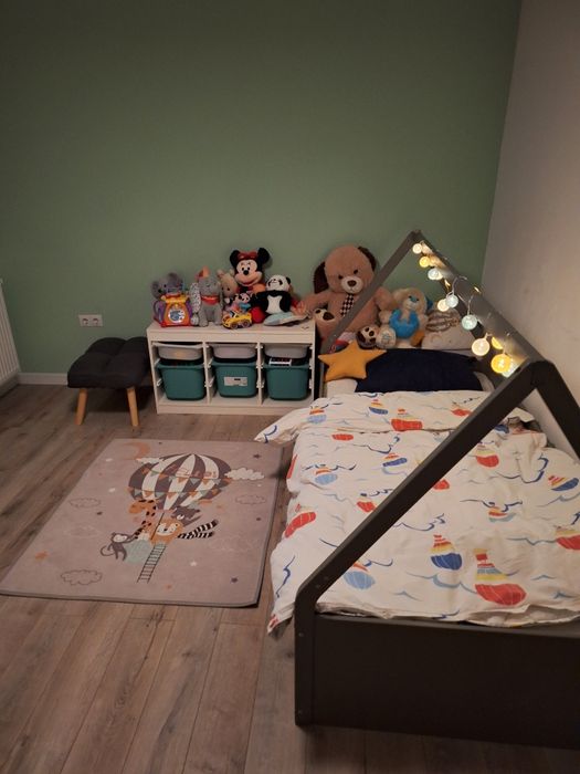 Pat montessori tip casuța cu saltea Bio Bambus