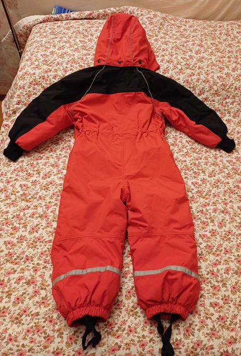 Salopeta ski schi combinezon copii, masura 104, 3-6ani, rosu cu negru