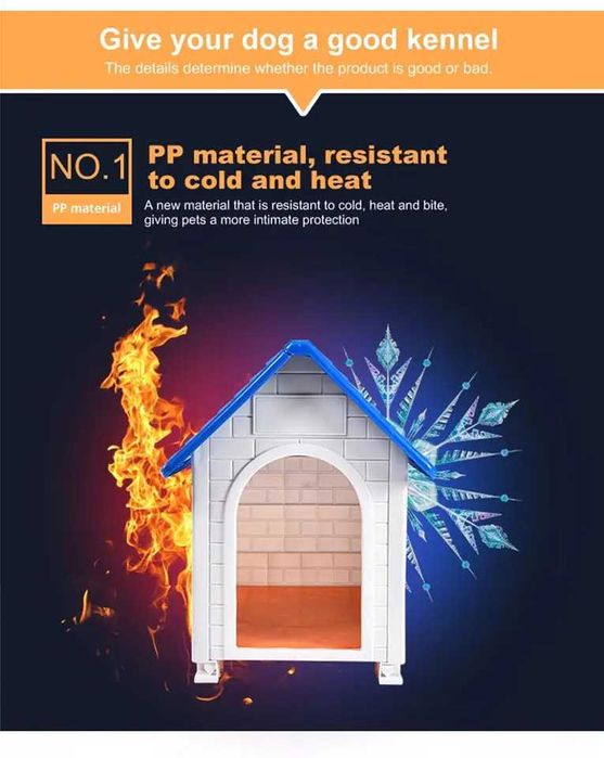 НОВА Добре вентилирана изолирана Пластмасова Къща колиба за куче котка