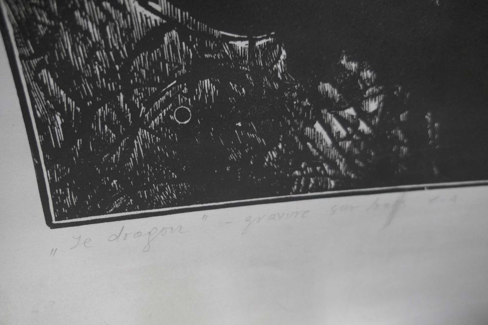 Suzana Fântânaru - DRAGONUL - Exemplar Artist - Gravura 1989 - 60/40cm