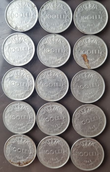 Vand lot 15 monede 100 lei 1943