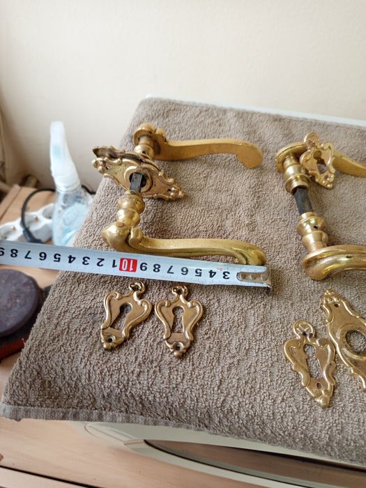 Три комплекта старинни бронзови брави за врати