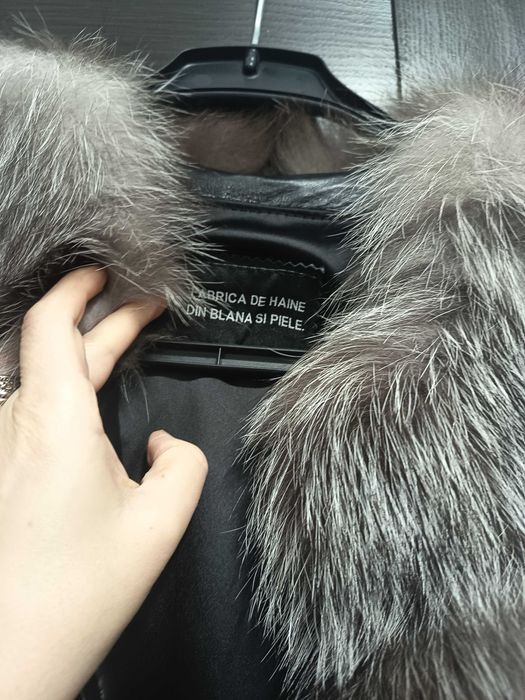 Veste blana naturala de vulpe și piele