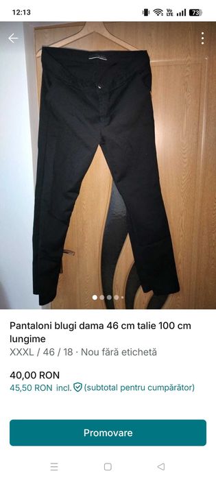 Pantaloni blugi dama talie 46 cm lungime 100 cm