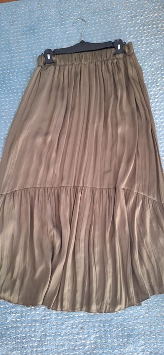 Fusta lunga, , usor satinata,kaki Zara