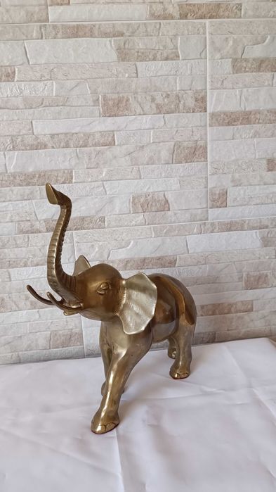 Голяма стара фигура на слон - месинг - 32см