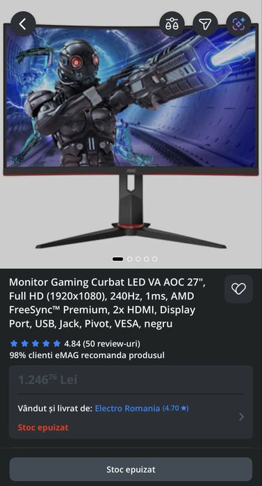 Monitor Gaming AOC Curbat